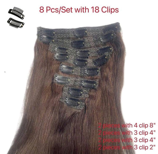 Straight Chocolate Brown Clip In Extensions